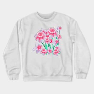 Soft Lilac and Pink Flowers with Dew Drops Crewneck Sweatshirt